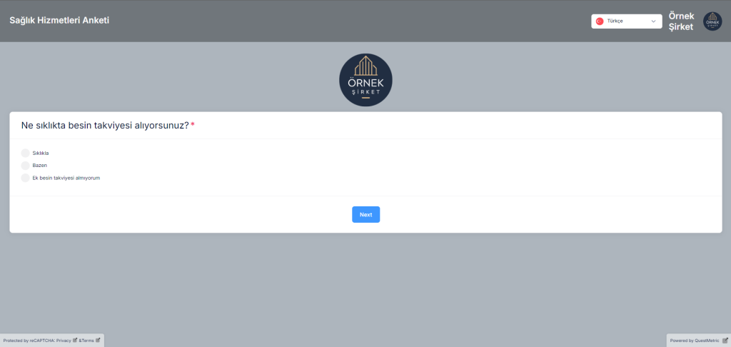 QuestMetric'te sağlık hizmet anketleri şablonu
